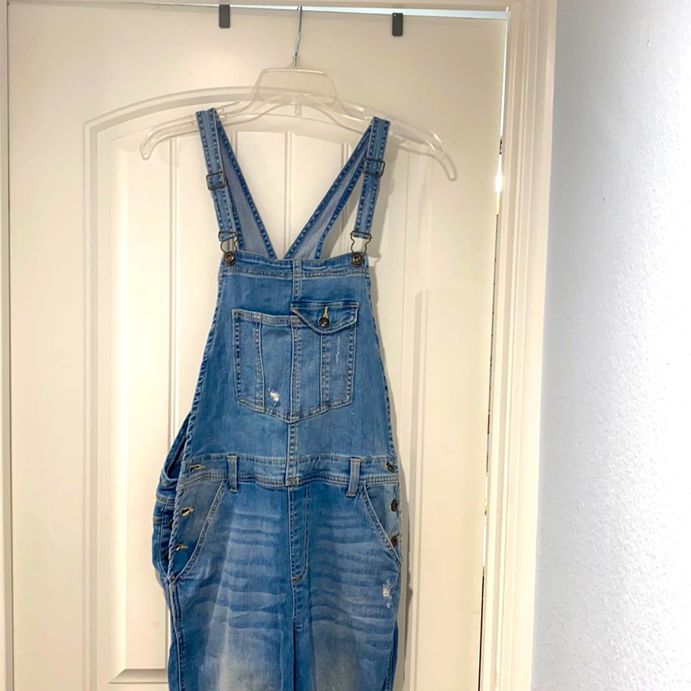 Distressed size large overalls